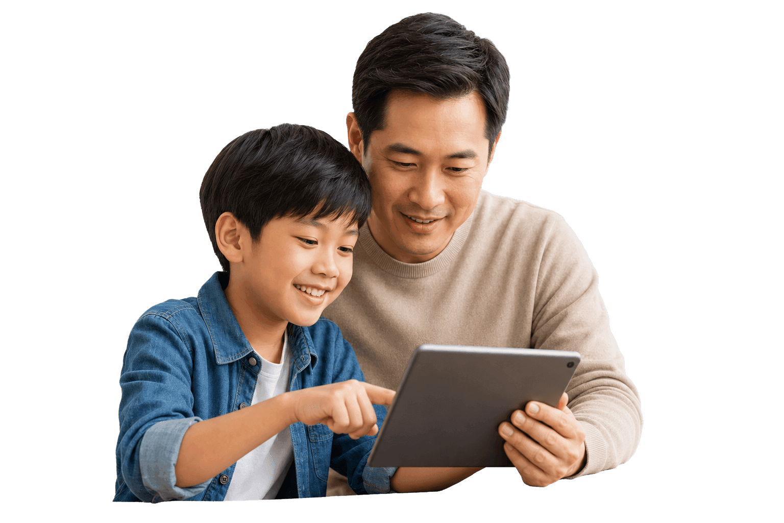 Parent and child reviewing school options together
