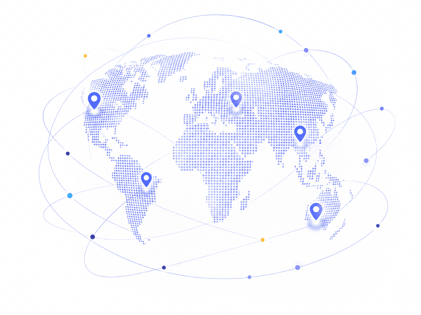 Illustrated world map network with school locations